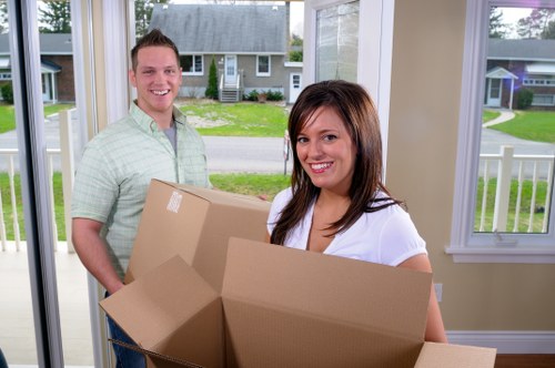 Professional local removals in St Pancras with packed boxes and moving support